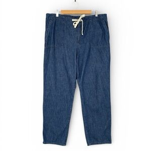 J.Crew Mercantile Women’s Chambray Cargo Pants Size XL Crop Drawstring